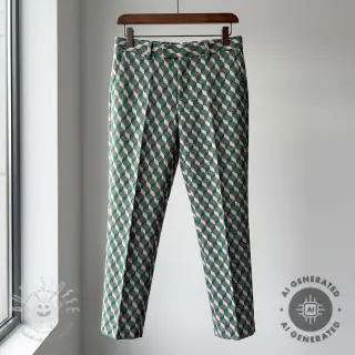 Damenkostümstoff KNITTED JACQUARD Graphic green