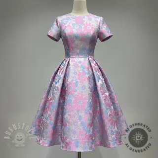 Damenkostümstoff JACQUARD Flowers light lilac