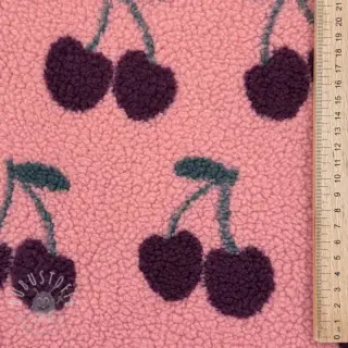 Mantelstoff TEDDY JACQUARD Cherries pink