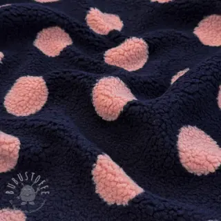 Mantelstoff TEDDY JACQUARD Dots navy