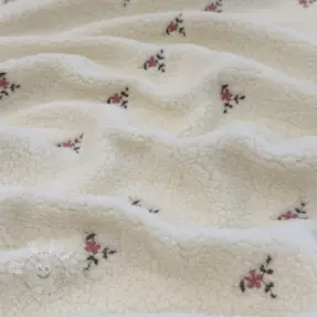 Mantelstoff TEDDY EMBROIDERY Flowers ecru