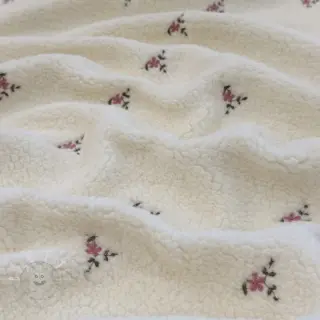 Mantelstoff TEDDY EMBROIDERY Flowers ecru