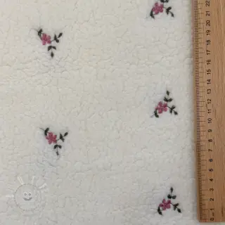 Mantelstoff TEDDY EMBROIDERY Flowers ecru