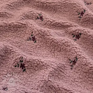 Mantelstoff TEDDY EMBROIDERY Flowers mauve