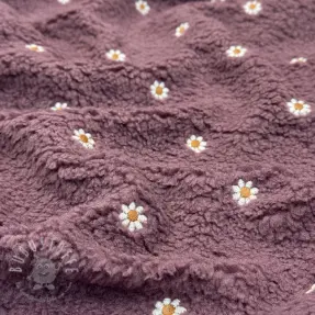 Mantelstoff TEDDY EMBROIDERY Mini rosewood