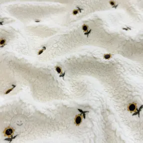 Mantelstoff TEDDY JACQUARD EMBROIDERY Sunflower