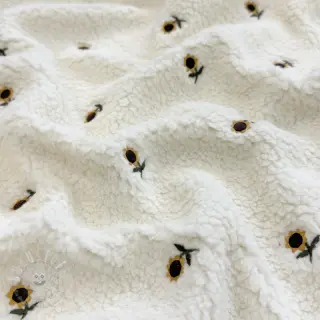 Mantelstoff TEDDY JACQUARD EMBROIDERY Sunflower