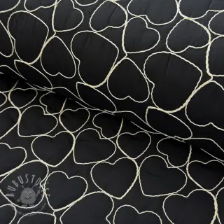Steppstoffe EMBROIDERY Hearts black
