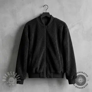Mantelstoff TEDDY black