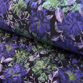 Steppstoffe VELVET Flowers navy digital print