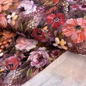 Sweatstoff Flowers Andrea brown digital print