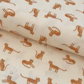 Double gauze/musselin Leopards ecru digital print