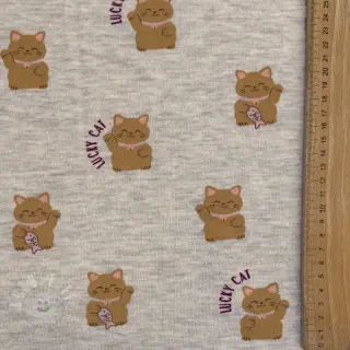 Sweat kuschel Lucky cat off white melange