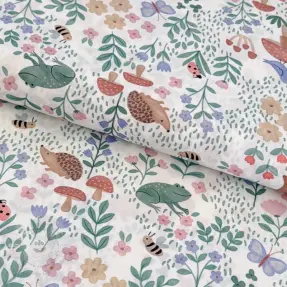 Baumwollstoff Animals in the garden design A digital print