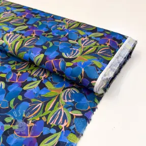 Viskosestoff SATIN Sonja blue digital print