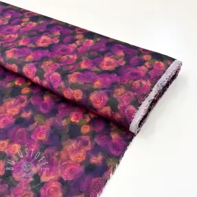 Viskosestoff SATIN Cornelia purple digital print