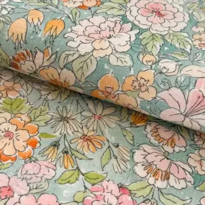 Double gauze/musselin Such a flowers green digital print
