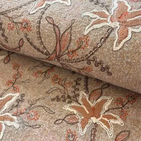 Mantelstoff WOOLY EMBROIDERY Glory beige