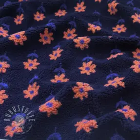 Mantelstoff TEDDY Flowie Clara navy