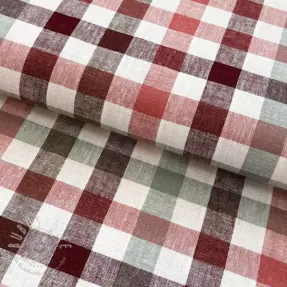 Viskosestoff leinen YARN DYED Checks burgundy