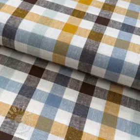 Viskosestoff leinen YARN DYED Checks brown