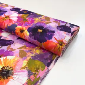 Viskosestoff SATIN Tamara purple digital print