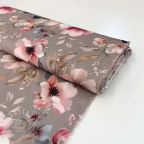 Viskosestoff SATIN Daphne pink digital print