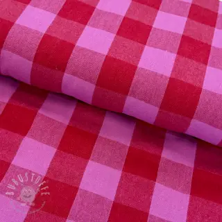 Baumwollstoff YARN DYED SONJA Checks red fuchsia
