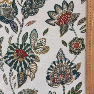 Dekostoff jacquard Bosphore blanc emeraude