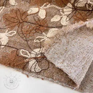 Mantelstoff WOOLY EMBROIDERY Petra beige