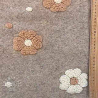 Mantelstoff LUXE with 3D Flowers sand