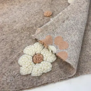 Mantelstoff LUXE with 3D Flowers sand
