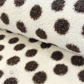 Mantelstoff TEDDY Big dots brown