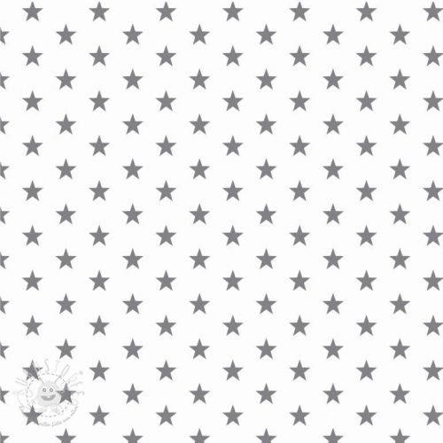 Baumwollstoff Petit stars white/grey