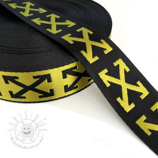 Gurtband 3,5 cm Cross yellow