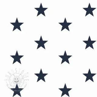 Baumwollstoff Stars white/navy