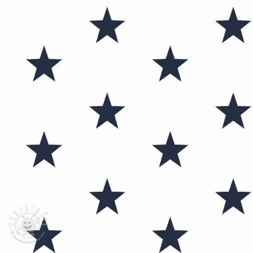 Baumwollstoff Stars white/navy