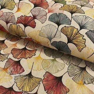 Dekostoff premium Linenlook Elegant ginko digital print