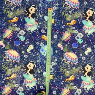 Baumwollstoff Snoozy fabrics Mermaids navy digital print