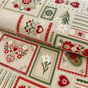 Dekostoff Linenlook Edelweiss patchwork