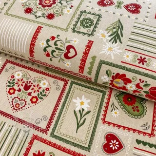 Dekostoff Linenlook Edelweiss patchwork