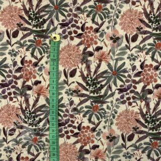 Jersey Baumwoll-Leinen Flowers ecru green digital print