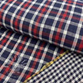 Double gauze/musselin Double sided Checks navy
