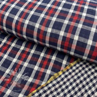 Double gauze/musselin Double sided Checks navy