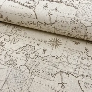 Dekostoff Linenlook Map mediterranean sea