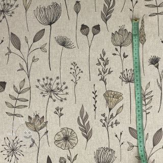 Dekostoff Linenlook Handdrawn flowers