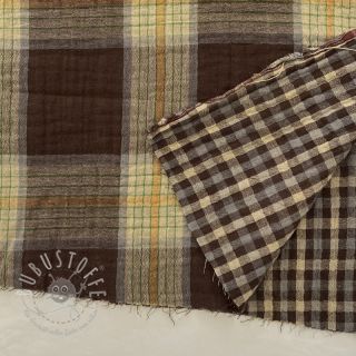 Double gauze/musselin Double sided CHECKS brown combo