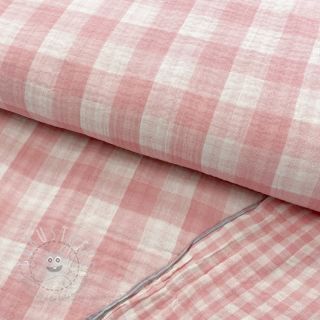 Double gauze/musselin Double sided CHECKS MINI old rose