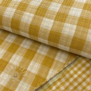 Double gauze/musselin Double sided CHECKS MINI ochre