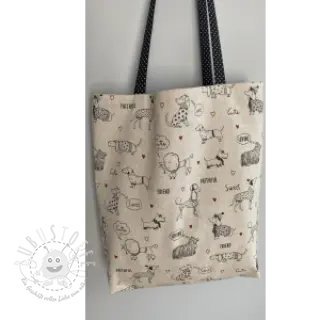 Dekostoff Linenlook Sweet doggie friends
